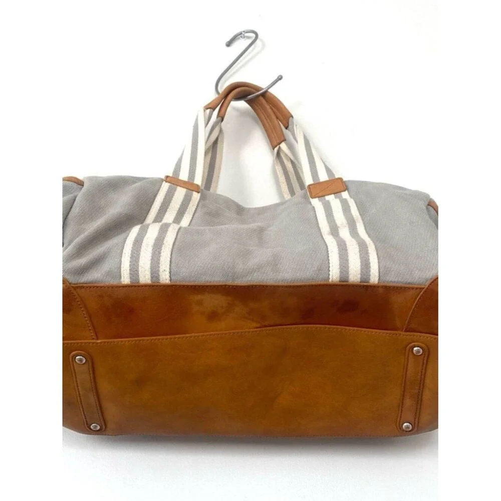 Pottery Barn Classic Diaper Bag Light Gray Canvas Large Travel Neutral Casual L